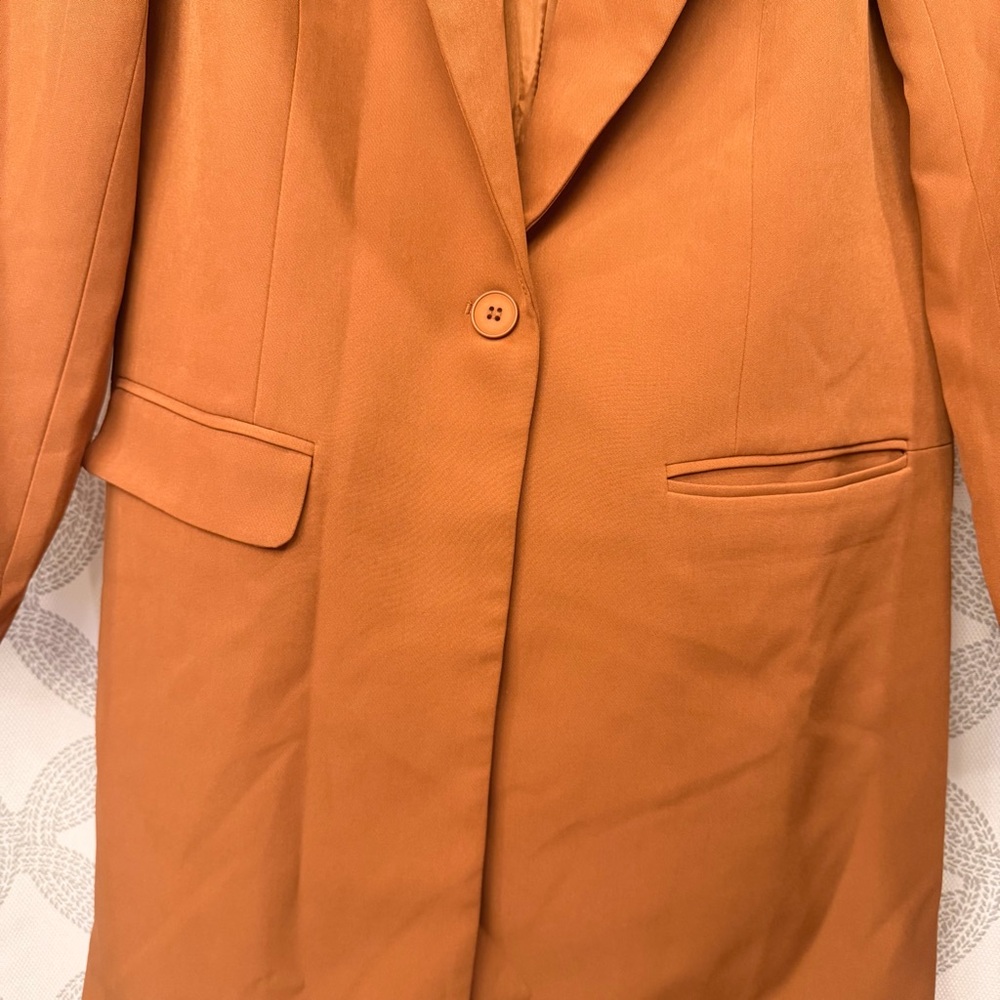 Brown Long Blazer Women's Large Coat Topper Jacket Casual Academia‎ Grandpacore - Picture 4 of 8